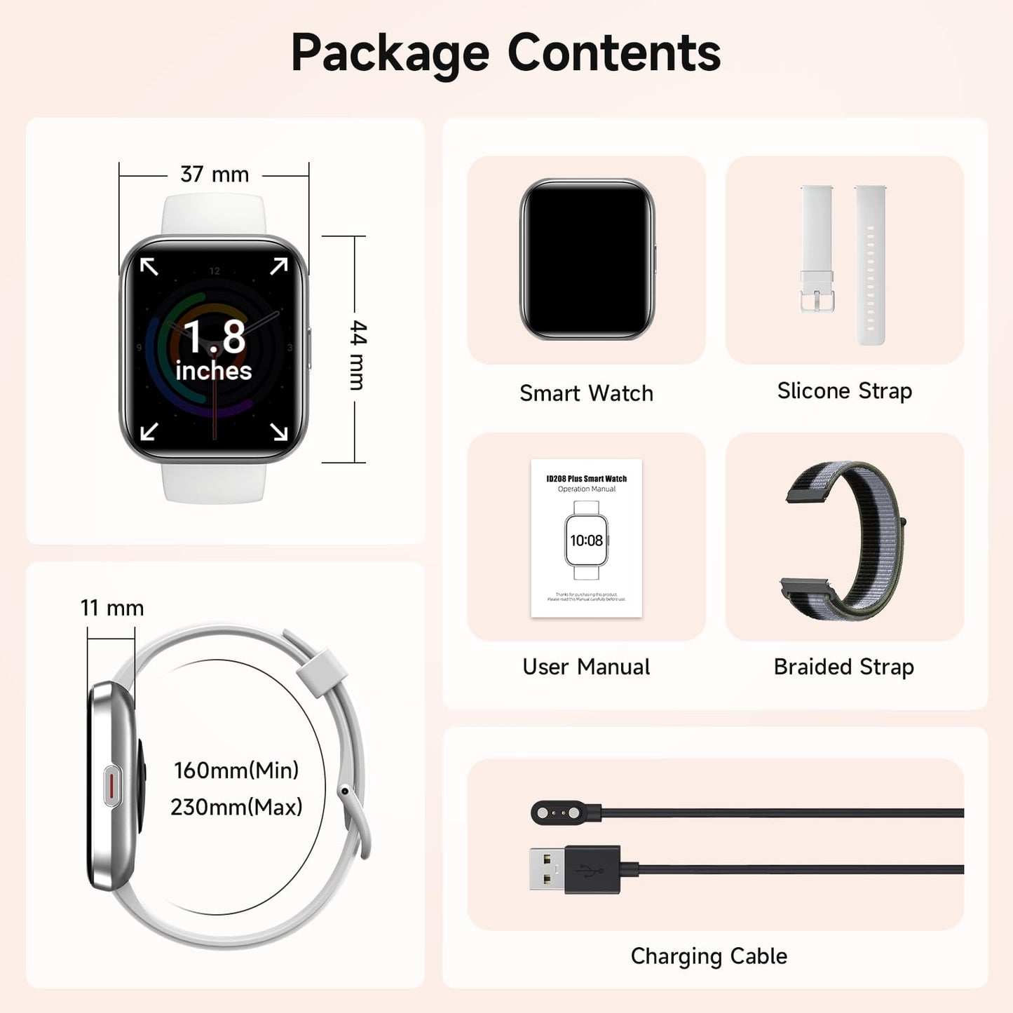 Smart Watches for Women, 1.8" Touch Screen Fitness Tracker for Android & iPhone, Answer/Make Calls, Alexa Built-in, Heart Rate/Sleep/SpO2 Monitor Smartwatch, IP68 Waterproof 101+ Sport Modes, 2 Bands