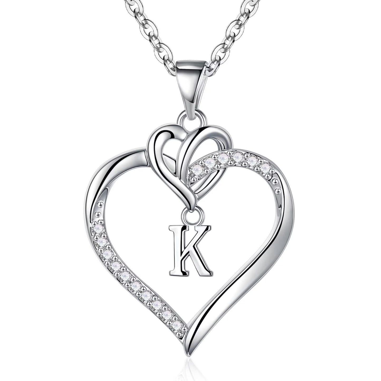 STORUP Heart Initial Necklaces for Women Girls, 14K-Gold-Plated Initial A-Z Heart Necklaces for Teen Girl Jewelry Birthday Gifts for Girls Women Her Wife Mom