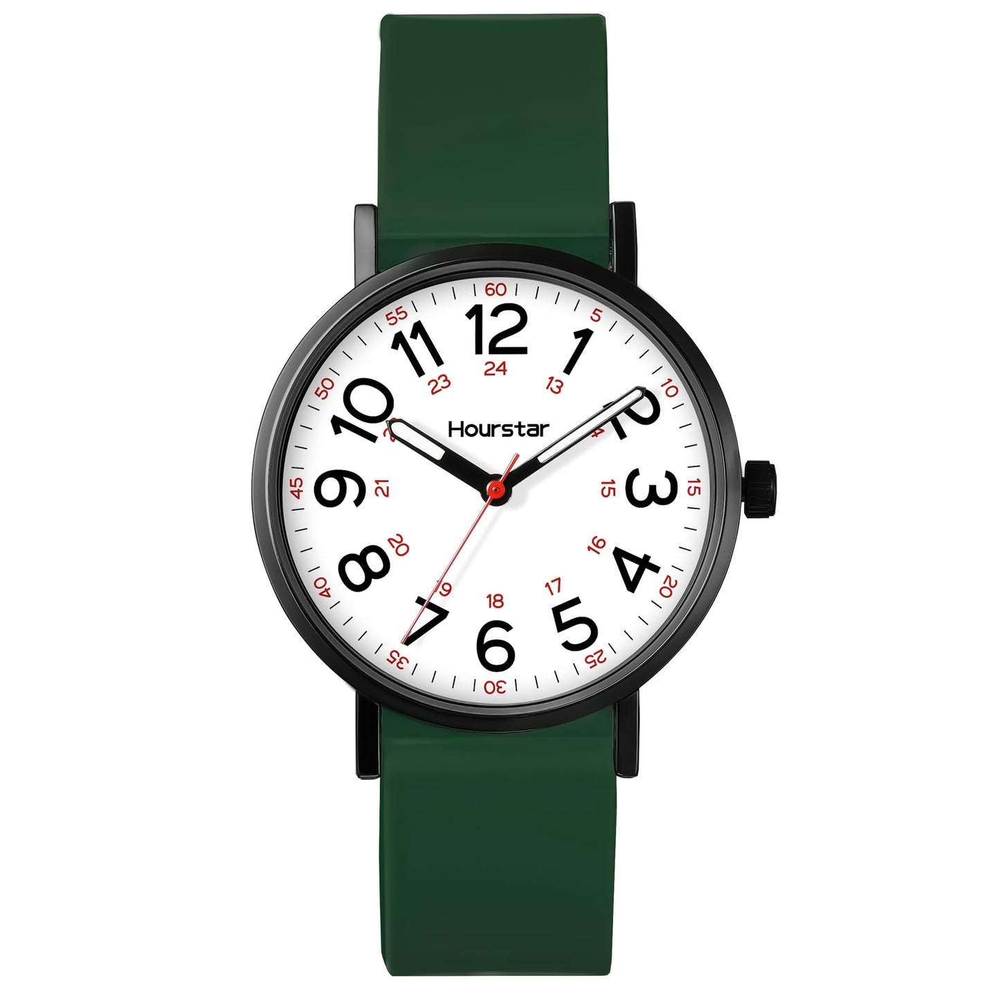 Women's Analog Nurse Watch with Second Hand for Nursing, 12/24 Time, Silicone Band, Easy Read