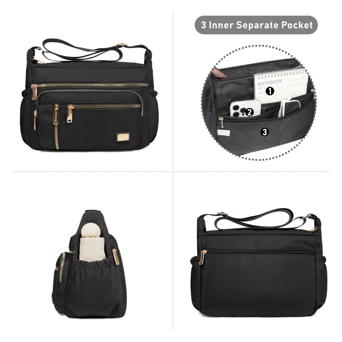 NPBAG Crossbody Bag for Women, Shoulder Purse Handbag Messenger Bag, Trendy Pocketbooks, Waterproof and Multi-Pockets