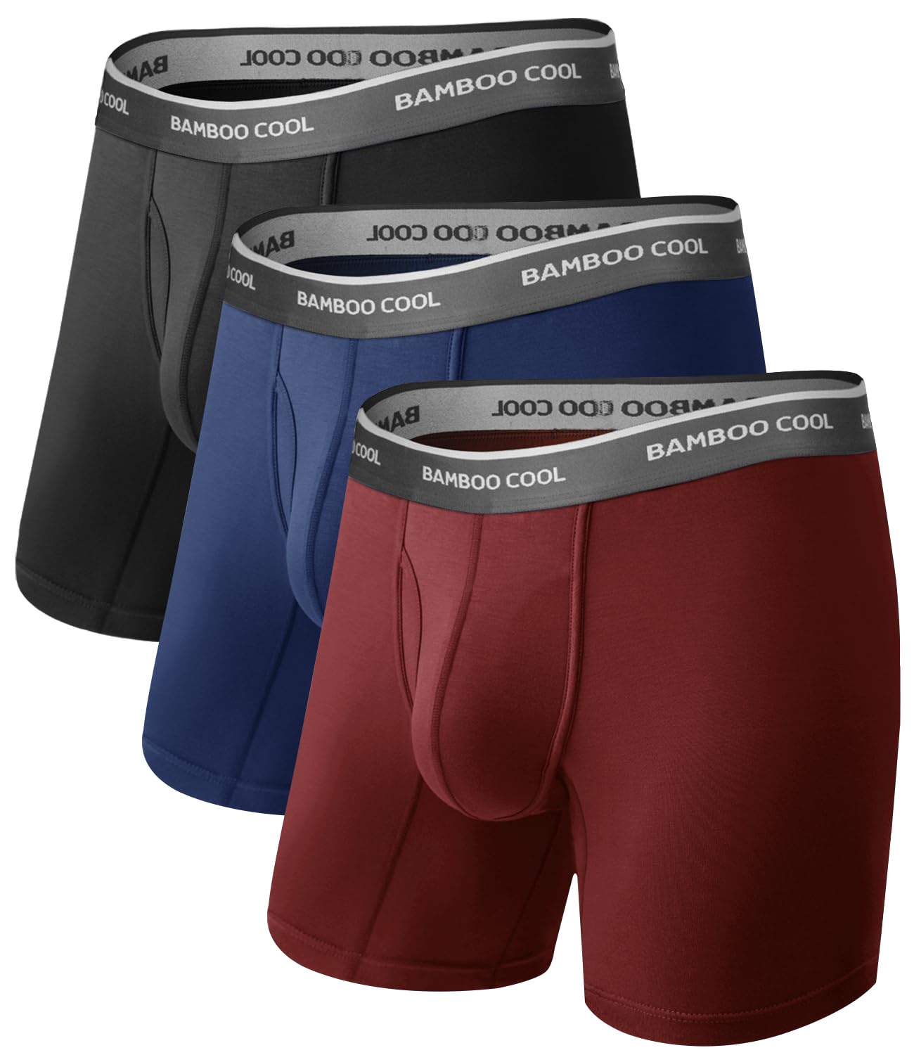 BAMBOO COOL Ultra Soft Mens Underwear Boxer Briefs Multi-pack | Bamboo Fabric‌,No Ride Up,More Breathable Than Cotton