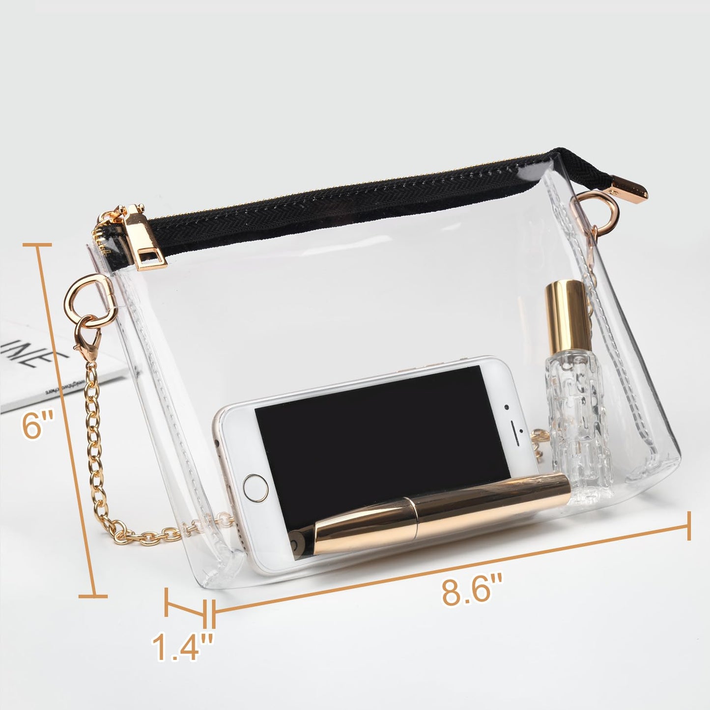 BS-VOG Clear Purse for Women - Stadium Approved Small Crossbody Bag with Zipper, Clear Stadium Bag for Concerts, Sports