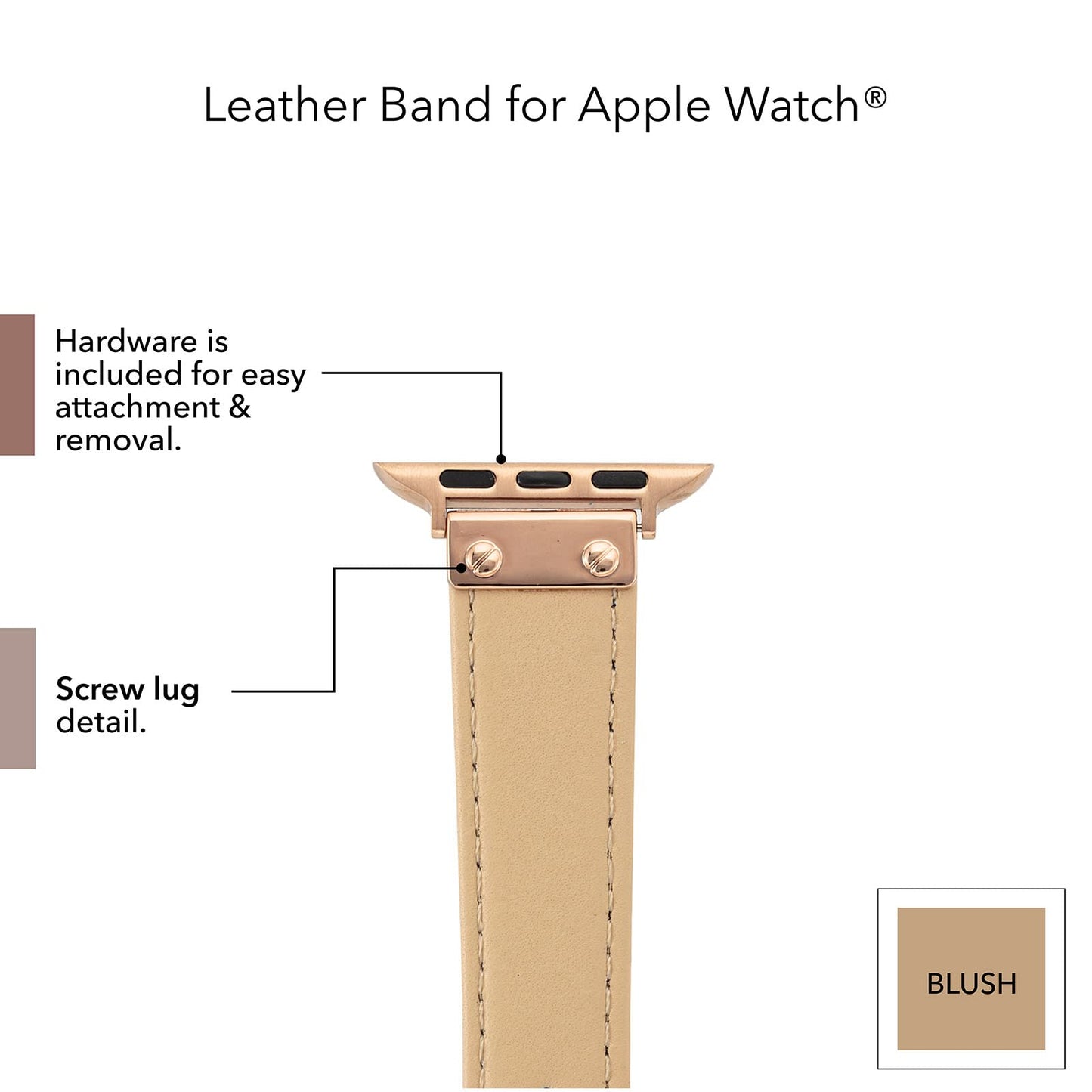 Anne Klein Leather Fashion Band for Apple Watch Secure, Adjustable, Apple Watch Band Replacement, Fits Most Wrists