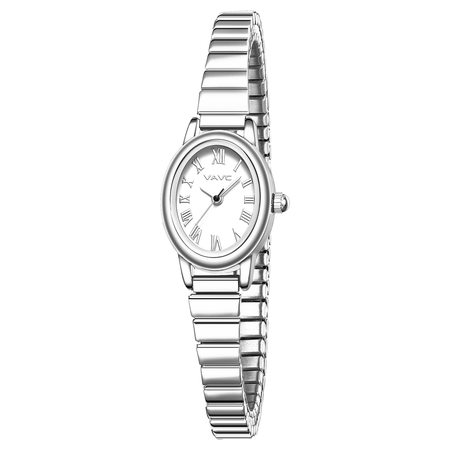 Small Gold Watches for Women,Analog Womens Watch with Stainless Steel Expansion Band,Oval Case Roman Dial,Water Resistant