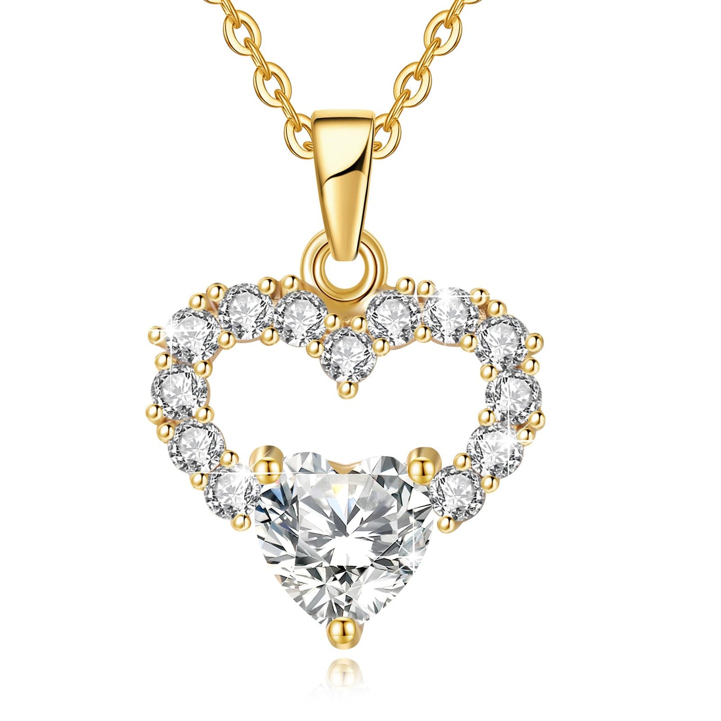 Dainty Gold Necklace for Women, 18K Real Gold Plated Necklace, White Gold Cross Silver Necklace, Cubic Zirconia Necklace, Birthday Gifts for Women Jewelry