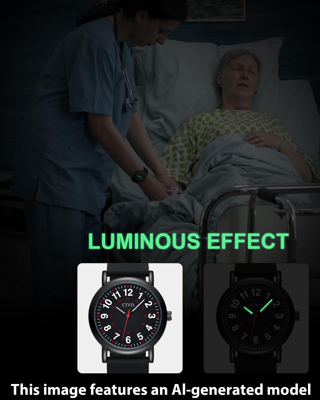 CIVO Nurse Watches for Women Men: Analog Waterproof Watch with Easy Read Dial Second Hand - Gifts for Nurses Medical Student Doctors