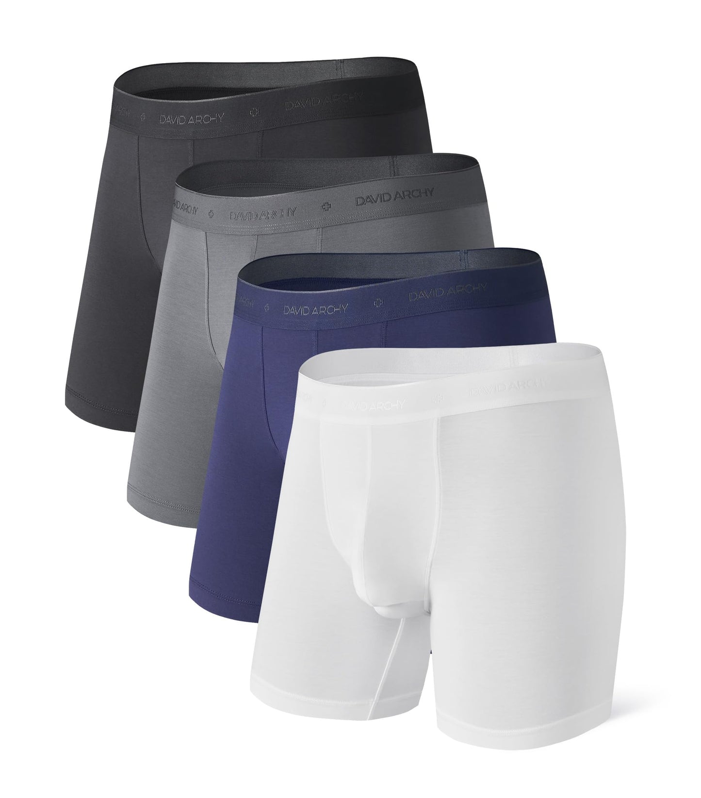DAVID ARCHY Men's Underwear Modal Boxer Briefs Trunks Multi-Pack | Dual Pouch with Fly, Ultra Soft Second Skin Feel, Breathable Stretch Spandex, Anti Chafing, Daily Lounging Work Travel
