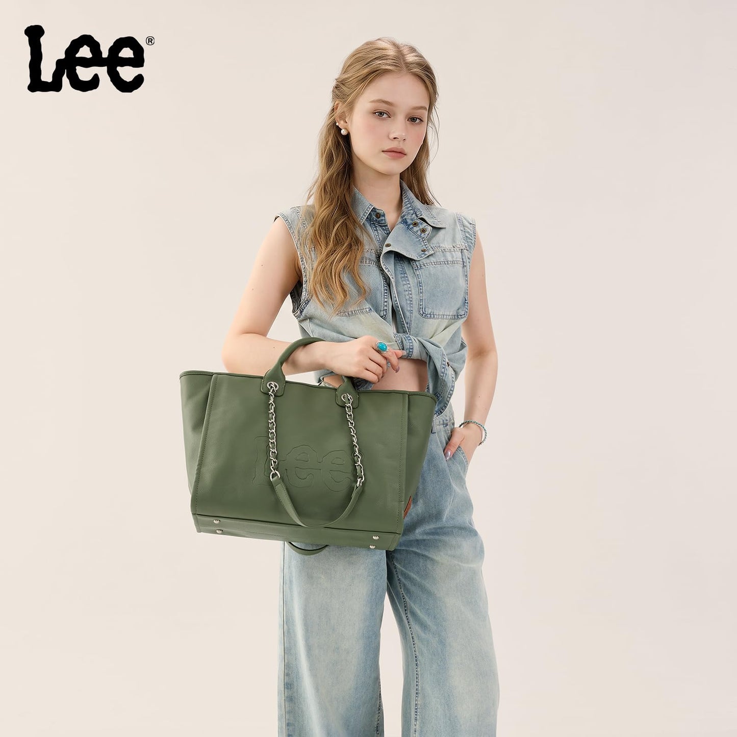 Lee Large Shoulder Tote Bag for Women Vegan Leather Top-Handle Bag