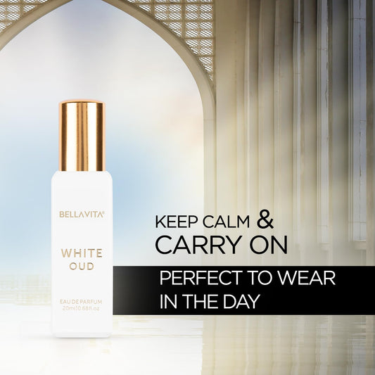 Bellavita Luxury WHITE OUD Eau de Parfum | 20 ml (0.7 fl.oz.) | Travel Size Perfume for Men and Women | Fruity, Artemisia Lemon, Freesia, and Tobacco Notes | Long Lasting Unisex Fragrance