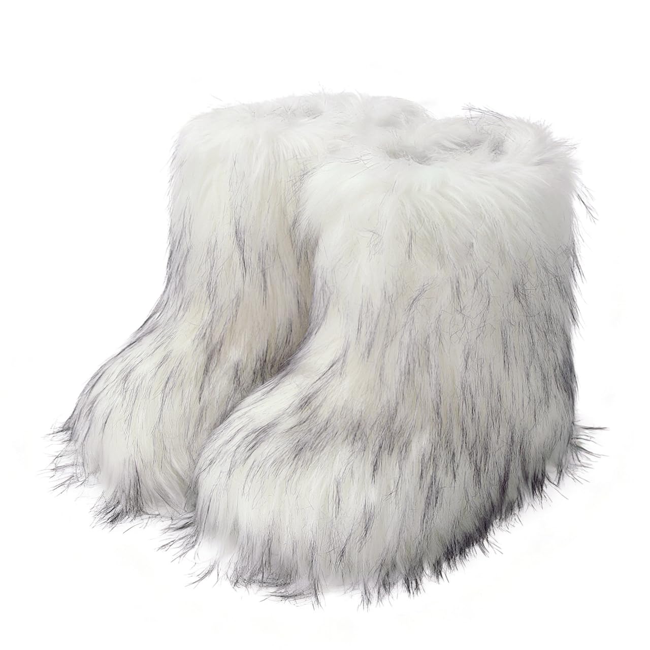 Wnshonzy Fur Boots for Women Snow Furry Fluffy Platform Flat Ankle Mini Boot Winter Round Toe Y2k Comfortable Mid-Calf Short Outdoor 2025