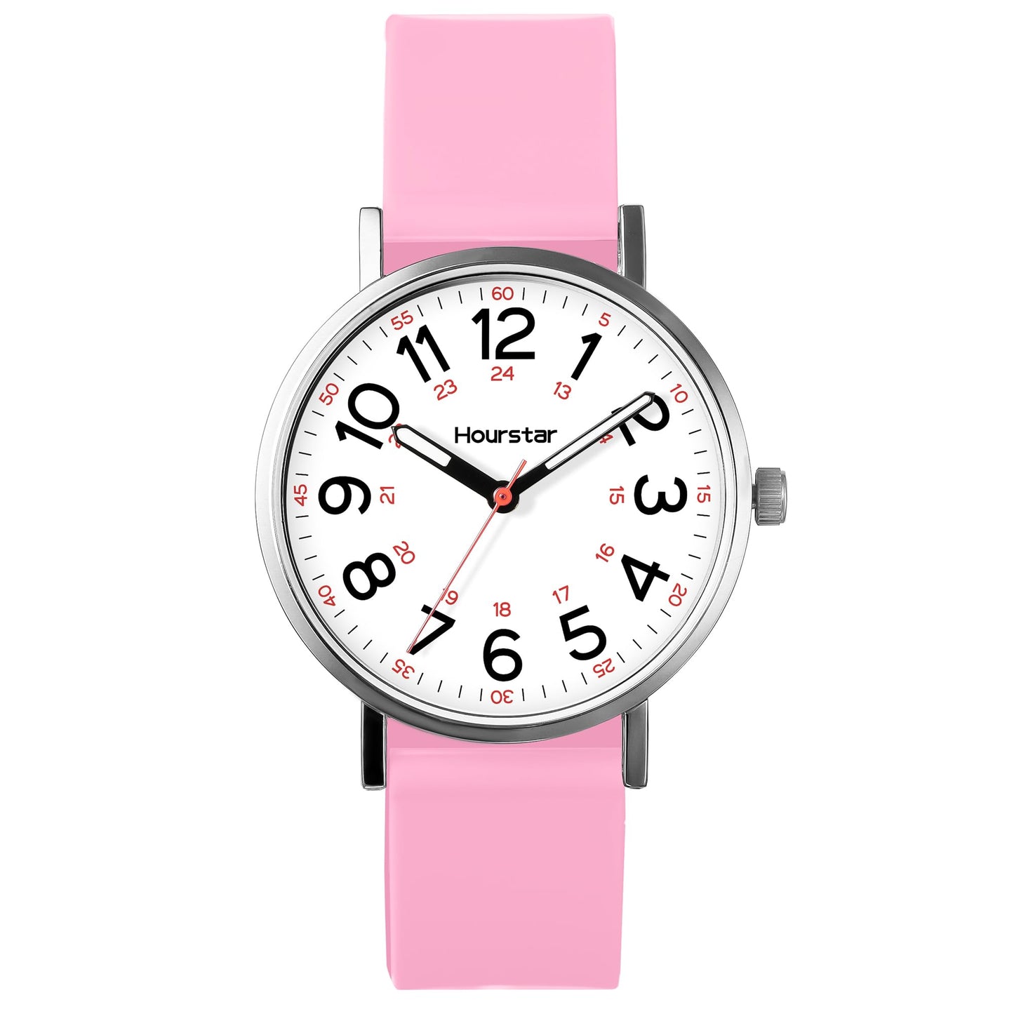 Women's Analog Nurse Watch with Second Hand for Nursing, 12/24 Time, Silicone Band, Easy Read