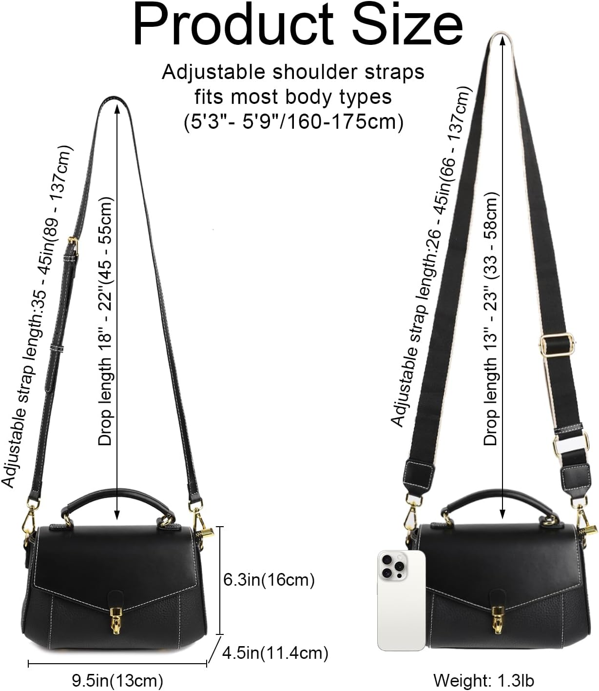 imeetu Crossbody Bags for Women, Leather Shoulder Bag, Purses and Handbags | Genuine Leather Womens Crossbody Purse, Structure Shoulder Purse with Top Handle & 2 Straps for 3 Styles, Travel, Daily, Gift