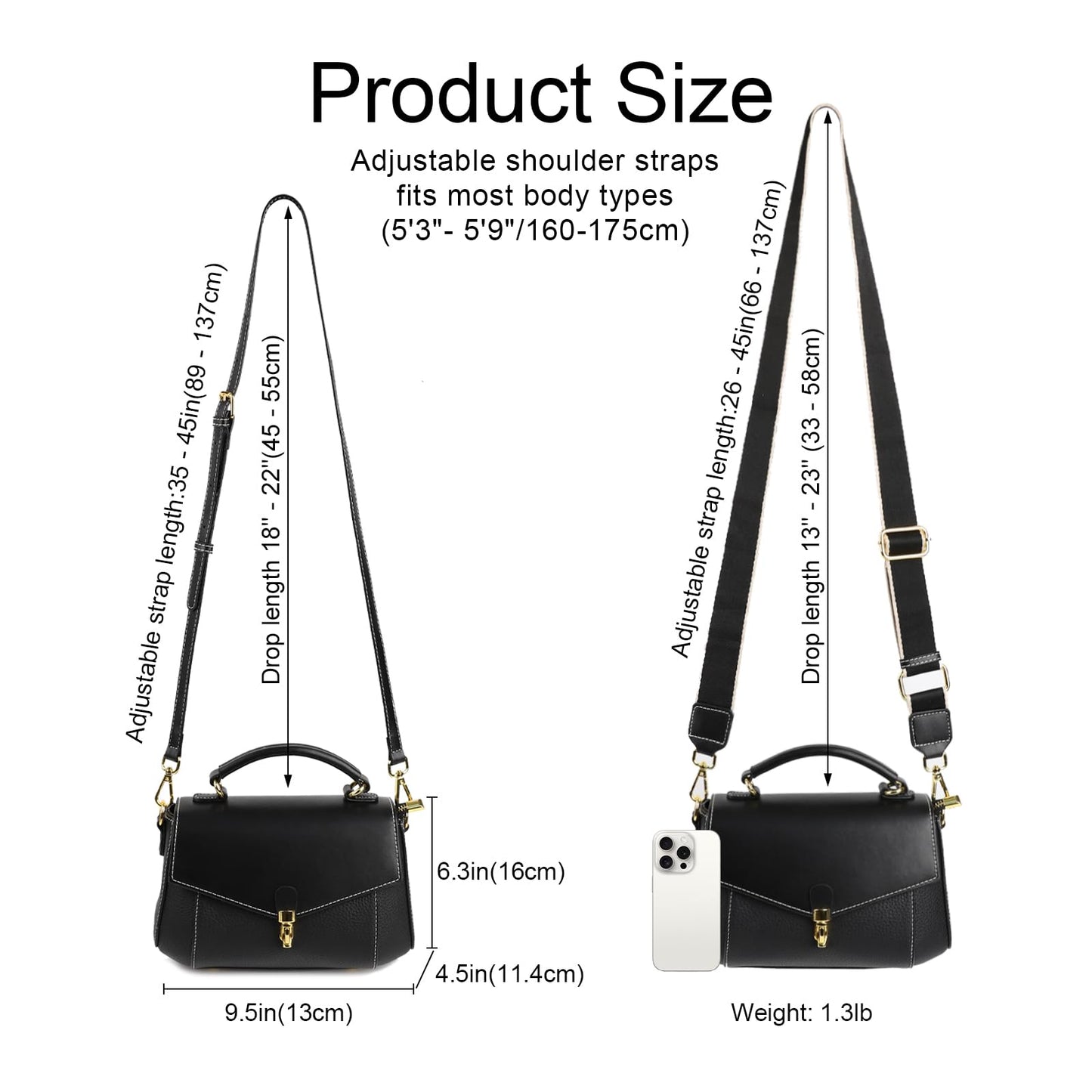 imeetu Crossbody Bags for Women, Leather Shoulder Bag, Purses and Handbags | Genuine Leather Womens Crossbody Purse, Structure Shoulder Purse with Top Handle & 2 Straps for 3 Styles, Travel, Daily, Gift