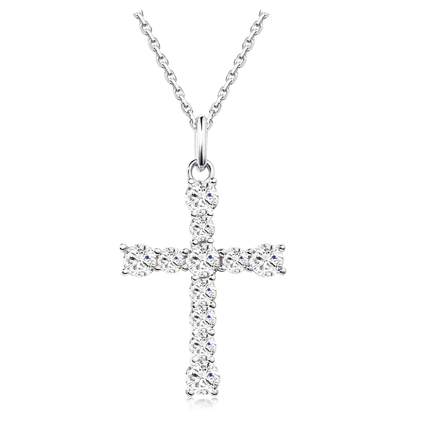Dainty Gold Necklace for Women, 18K Real Gold Plated Necklace, White Gold Cross Silver Necklace, Cubic Zirconia Necklace, Birthday Gifts for Women Jewelry