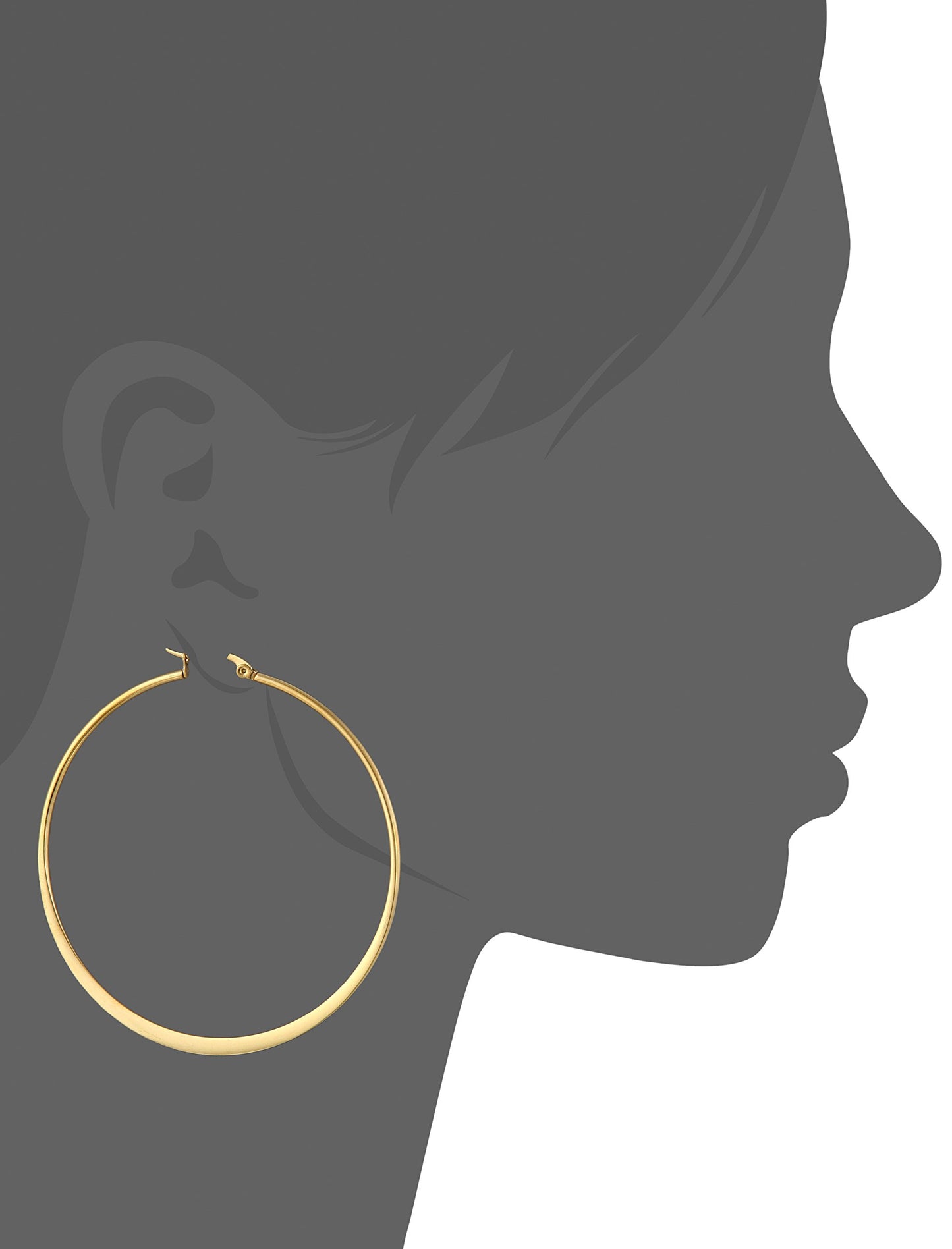 Amazon Essentials Gold Plated or Stainless Steel Flattened Hoop Earrings