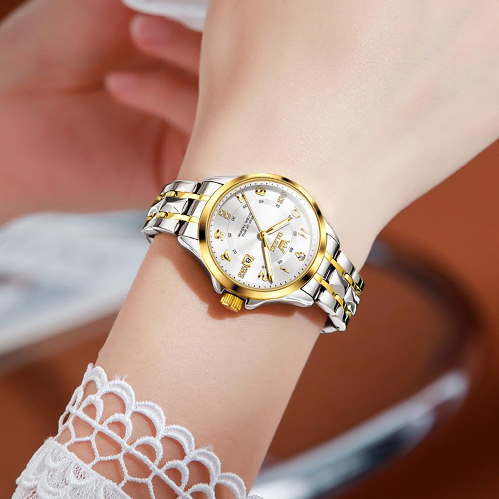 OLEVS Watch for Women Luxury Fashion Diamond Classic Arabic Dial Wrist Women's Watches with Date Waterproof Stainless Steel Quartz Ladies Watch