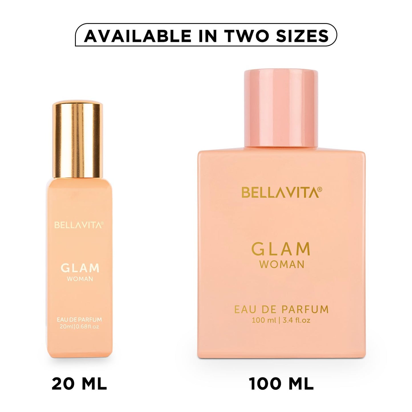 Bellavita Luxury Glam Eau de Parfum | 100 ml (3.4 fl.oz.) | Perfume for Women | White Floral, African Orange, Jasmine, and Patchouli Notes | Long Lasting Fragrance | Mother's Day present | for women