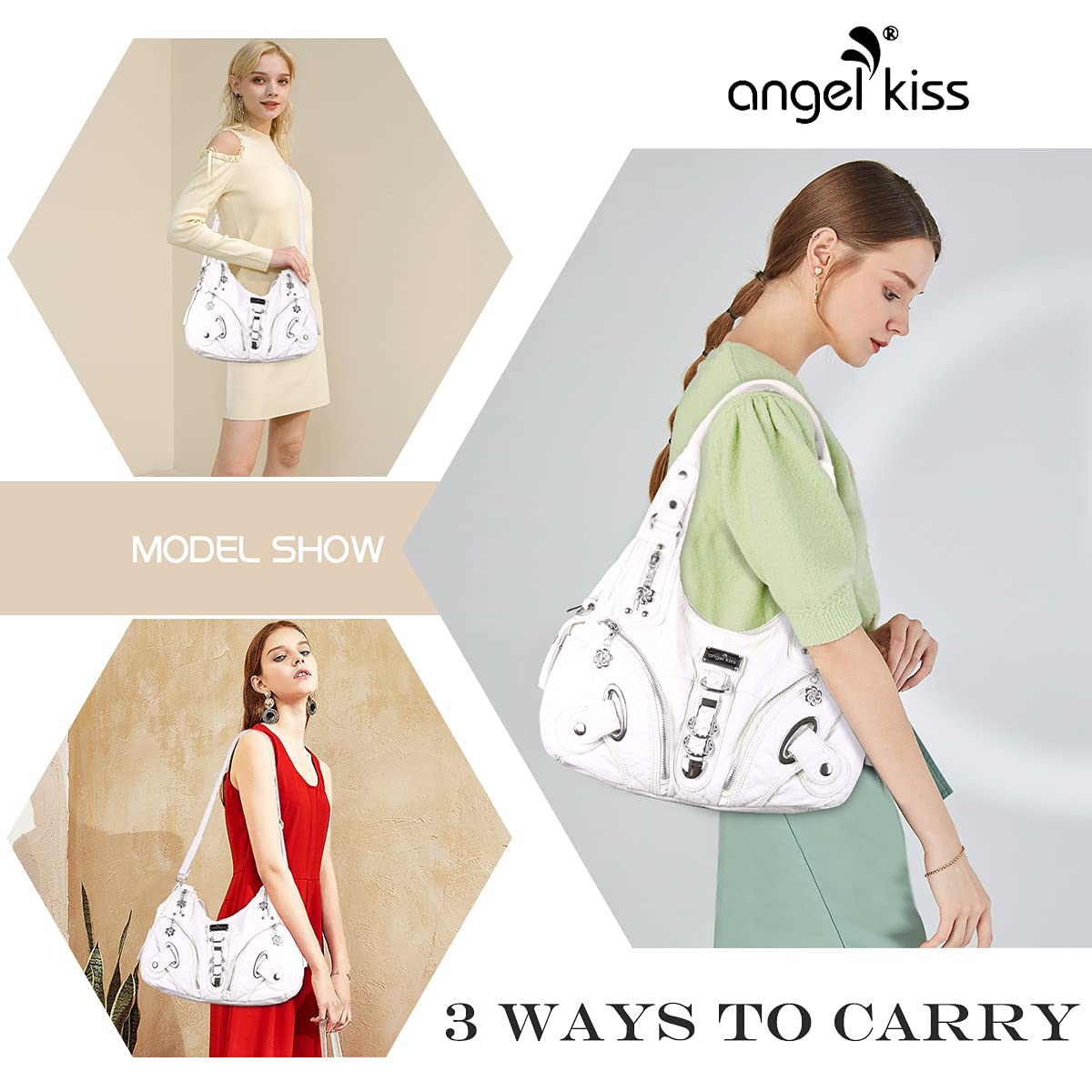 Angelkiss Hobo Purses and handbags for Women Satchel Handbag Women Purses Large Daily Shoulder Bags