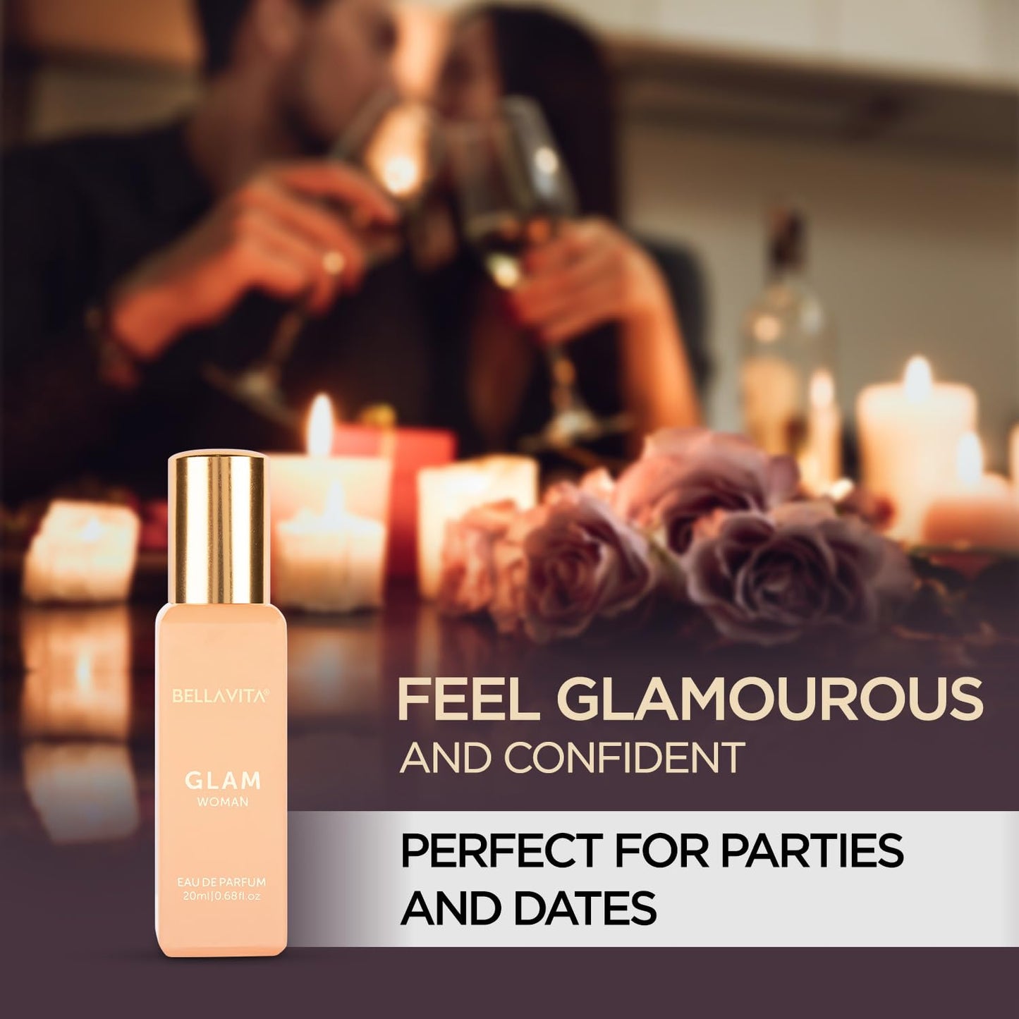 Bellavita Luxury Glam Eau de Parfum | 100 ml (3.4 fl.oz.) | Perfume for Women | White Floral, African Orange, Jasmine, and Patchouli Notes | Long Lasting Fragrance | Mother's Day present | for women