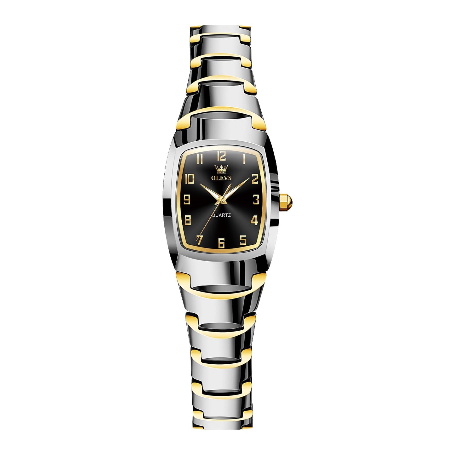 OLEVS Watch Women Luxury Classic Stainless Steel Small Wrist Dress Watches for Women Waterproof Analog Day Date Dainty Fashion Dress Female Watch-(Black/Rose Gold/Gold Face)