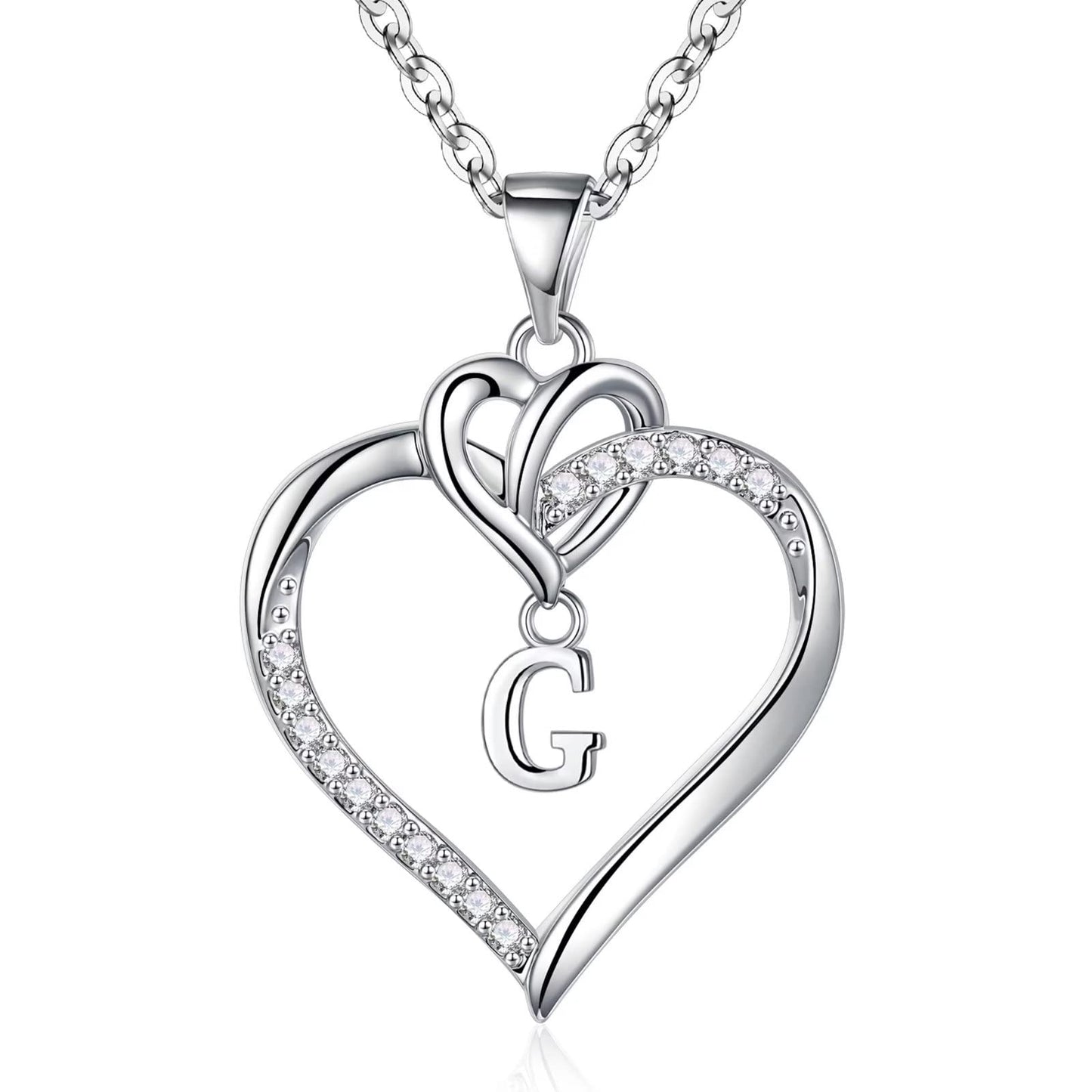 STORUP Heart Initial Necklaces for Women Girls, 14K-Gold-Plated Initial A-Z Heart Necklaces for Teen Girl Jewelry Birthday Gifts for Girls Women Her Wife Mom