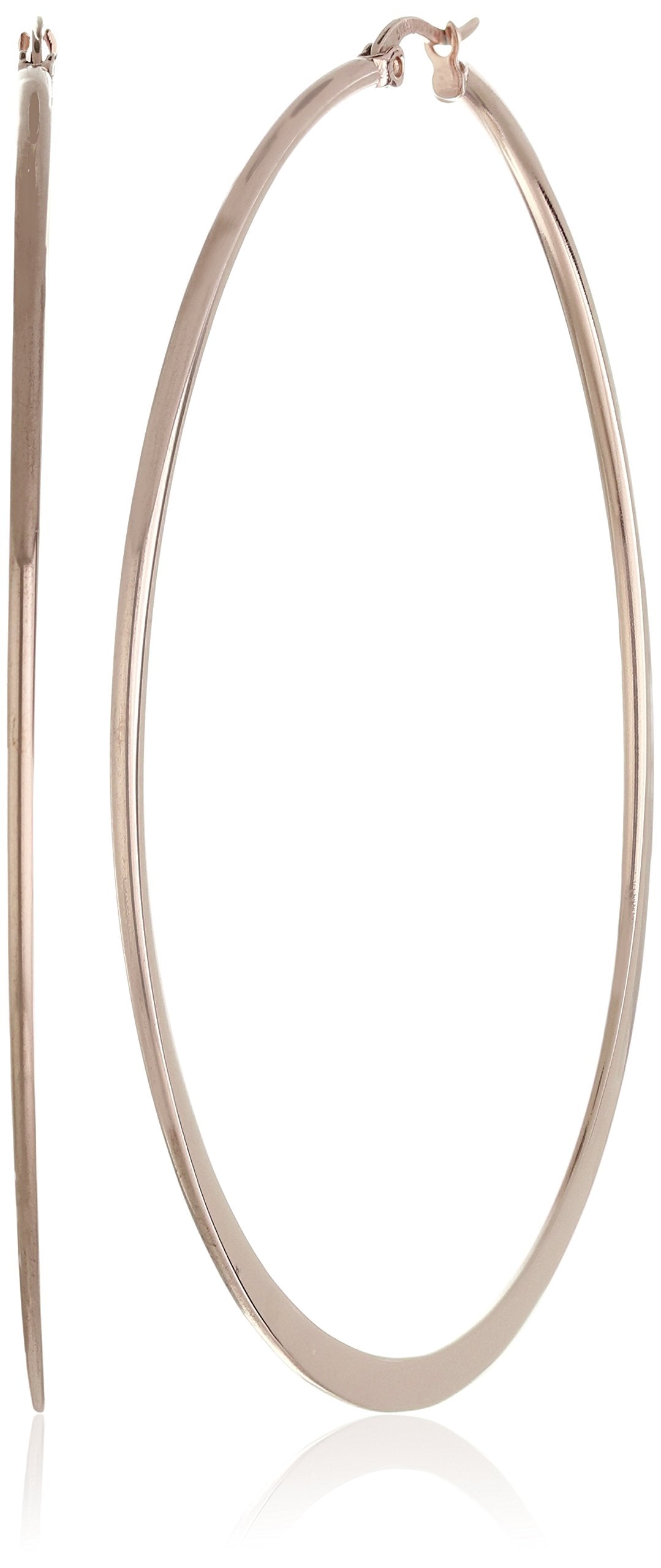 Amazon Essentials Gold Plated or Stainless Steel Flattened Hoop Earrings