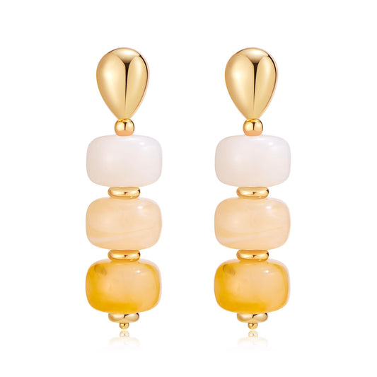 Chunky Acrylic Bead Earrings for Women, Colorful Statement Drop Dangle Earrings, Gold Tone Fashion Jewelry for Vacation, Resort, Beach, Party & Sum