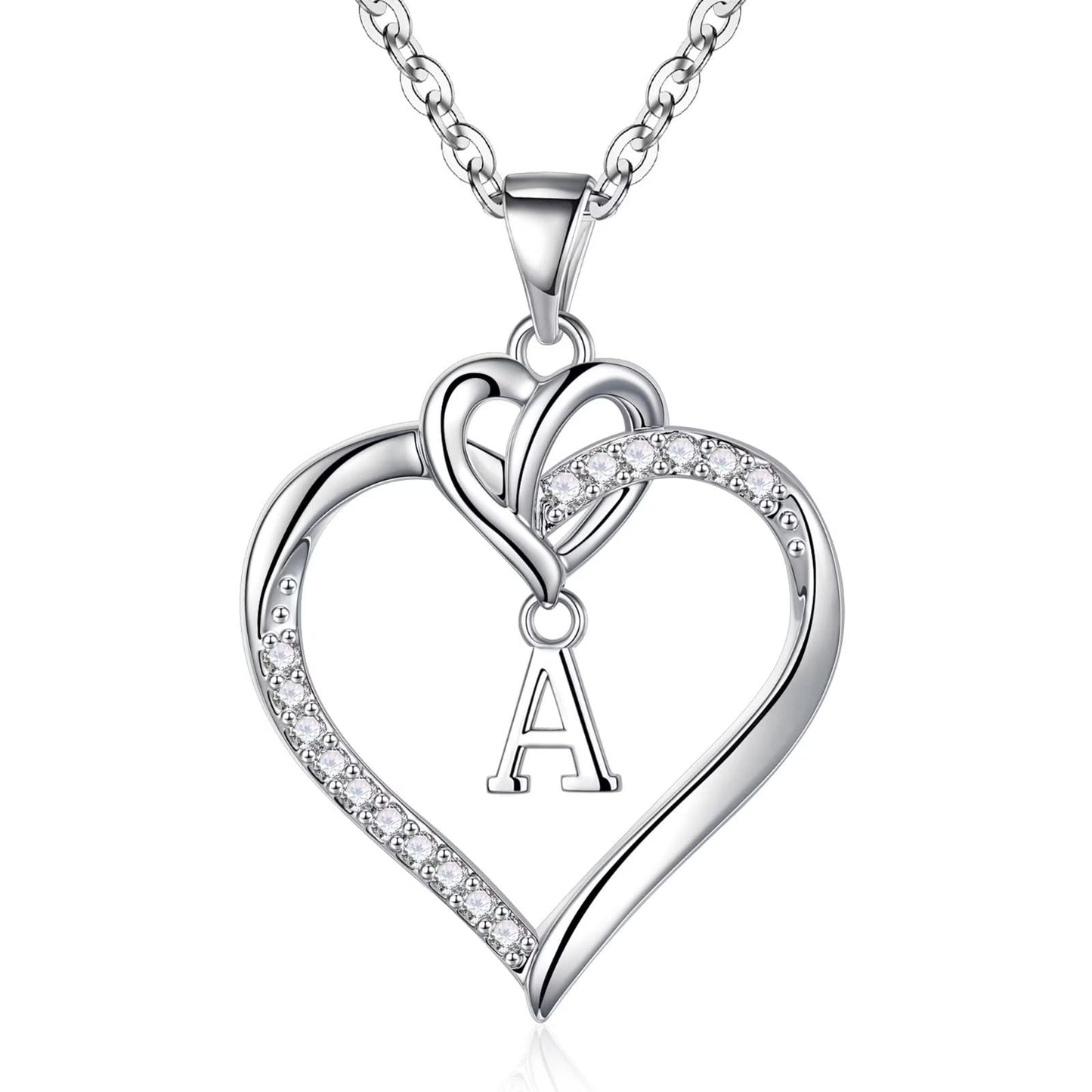 STORUP Heart Initial Necklaces for Women Girls, 14K-Gold-Plated Initial A-Z Heart Necklaces for Teen Girl Jewelry Birthday Gifts for Girls Women Her Wife Mom