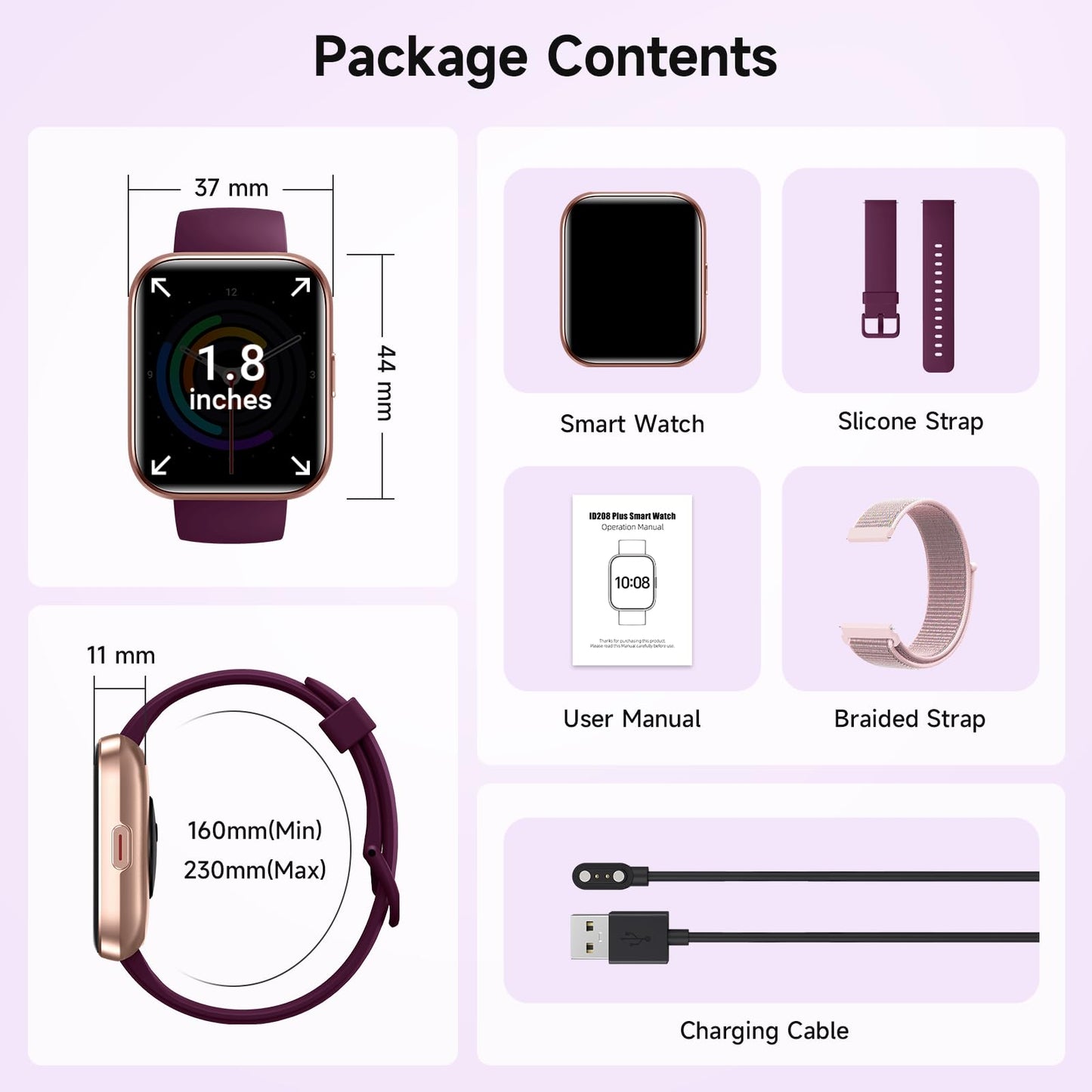 Smart Watches for Women, 1.8" Touch Screen Fitness Tracker for Android & iPhone, Answer/Make Calls, Alexa Built-in, Heart Rate/Sleep/SpO2 Monitor Smartwatch, IP68 Waterproof 101+ Sport Modes, 2 Bands