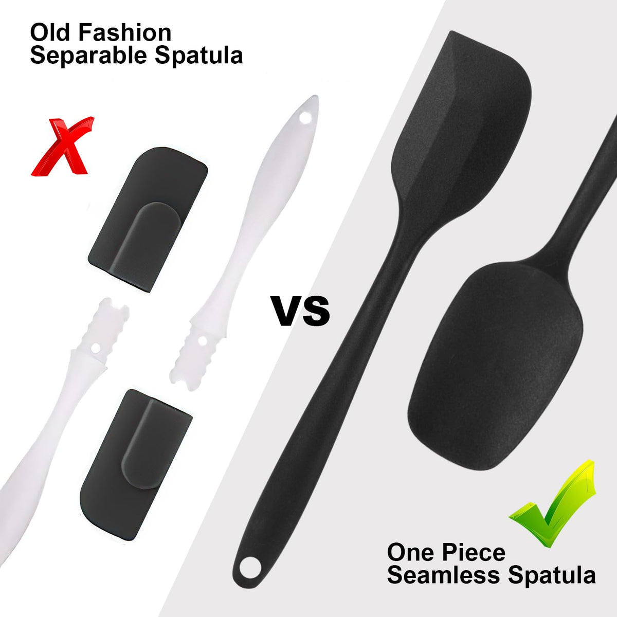 Silicone Spatulas Set, Rubber Spoon Spatula Heat Resistant Spoonula One Piece Design Seamless Spatula Non-Stick Scrapers Baking Mixing Tool
