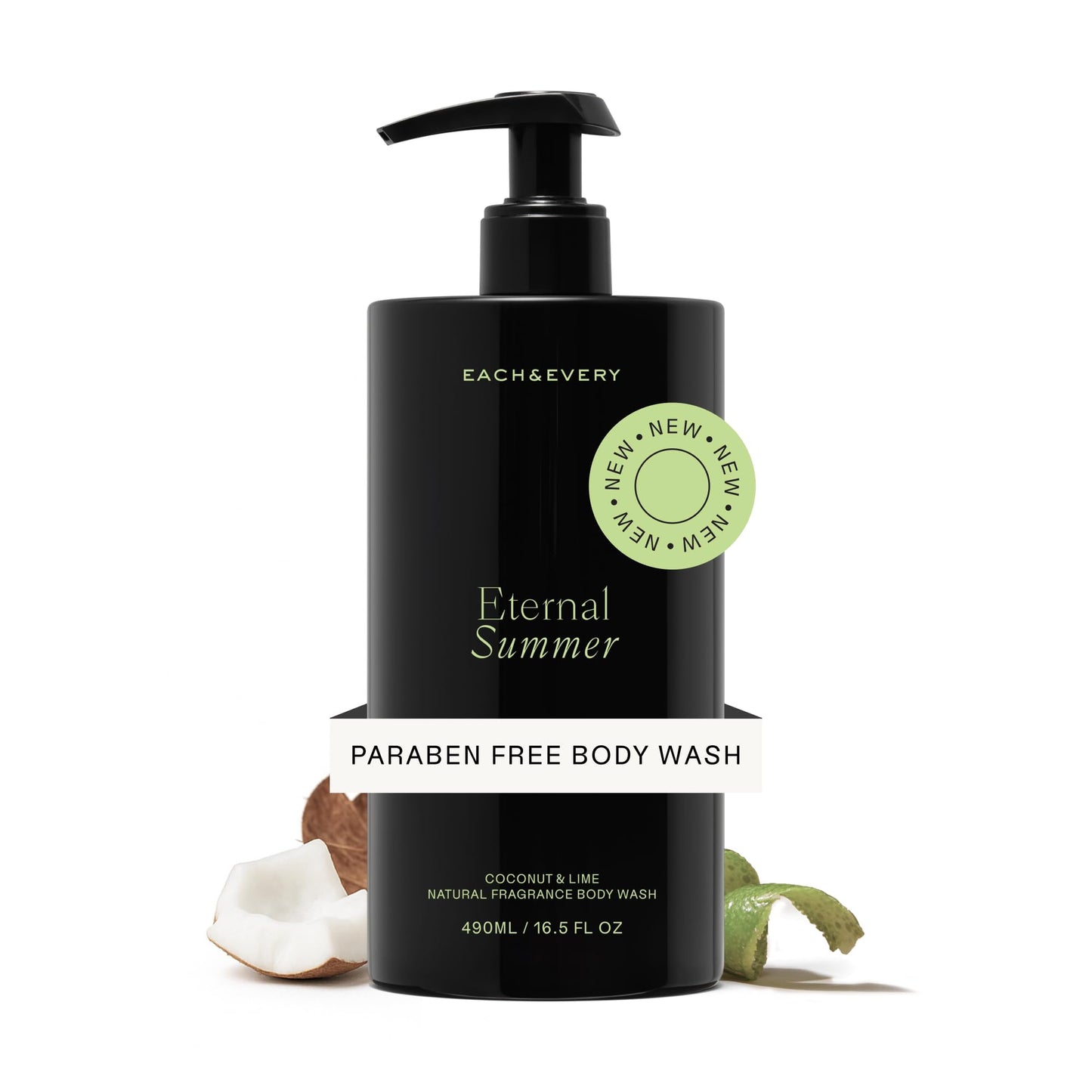 Each & Every Body Wash for Women and Men - Skin Feels Hydrated, Smooth & Soft - Ceramides, Lactic Acid AHA & Moringa Oil - 100% Natural Fragrance Gel - Eternal Summer, Coconut & Lime - 16.5 Fl Oz