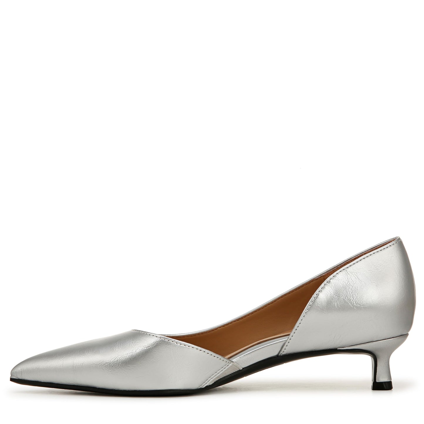 Naturalizer Womens Gallent Pointed Toe Kitten Heel Pump Silver Metallic 10 MNaturalizer Womens Gallent Pointed Toe Kitten Heel Pump Silver Metallic 10 M open box