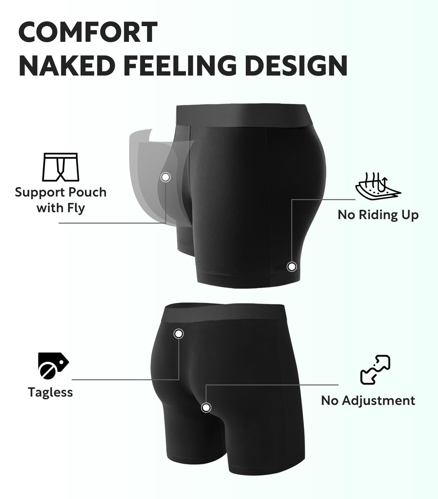 DAVID ARCHY Men's Ultra Soft Underwear Modal Boxer Briefs Slim Fit 6.5" | Second Skin Fabric Breathable, Smooth Low-Profile Waistband, Easy Access Side Fly, Tagless Anti Chafing for All-day Comfort