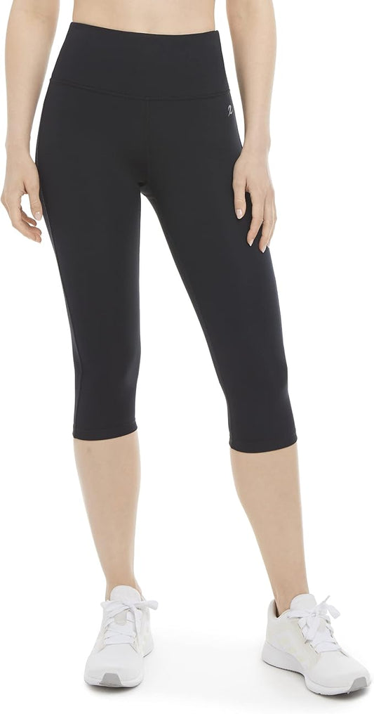 Energy Zone Women's High Waist Fitted Crop Leggings Deep Black L (Open Box)