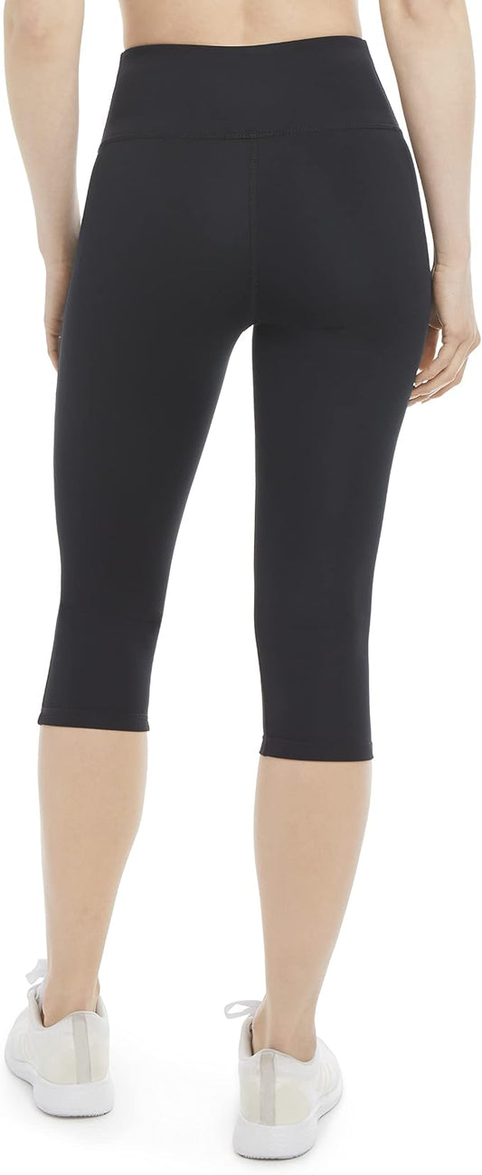 Energy Zone Women's High Waist Fitted Crop Leggings Deep Black L (Open Box)