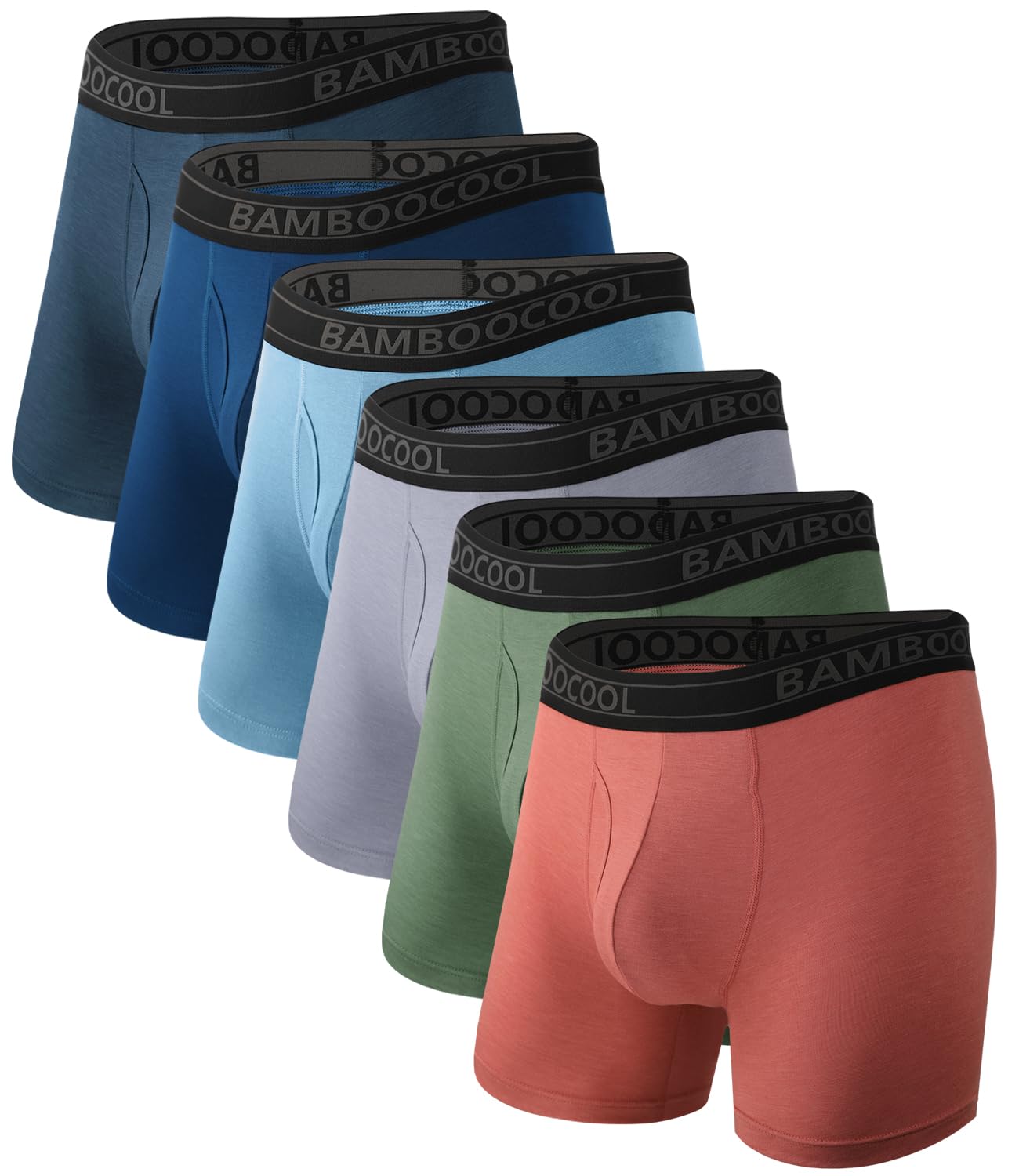 BAMBOO COOL Ultra Soft Mens Underwear Boxer Briefs Multi-pack | Bamboo Fabric‌,No Ride Up,More Breathable Than Cotton