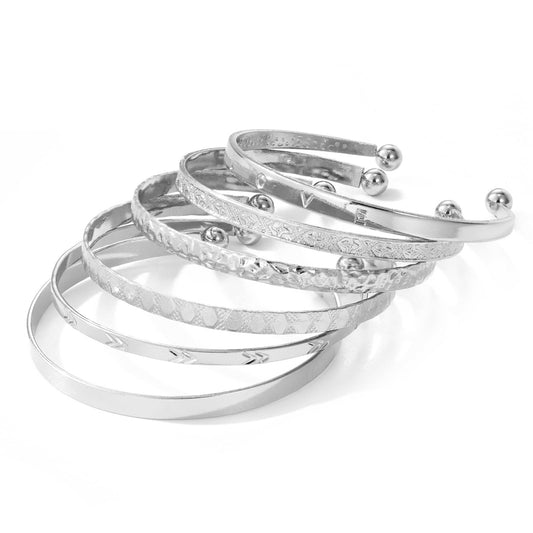 IFKM Gold Bangle Bracelets For Women, 14k Gold Plated Multi Layer Stackable Cuff Bracelet Set, Trendy Elegance Charms Non Tarnish Minimalist Textured Boho Jewelry Gift for Women