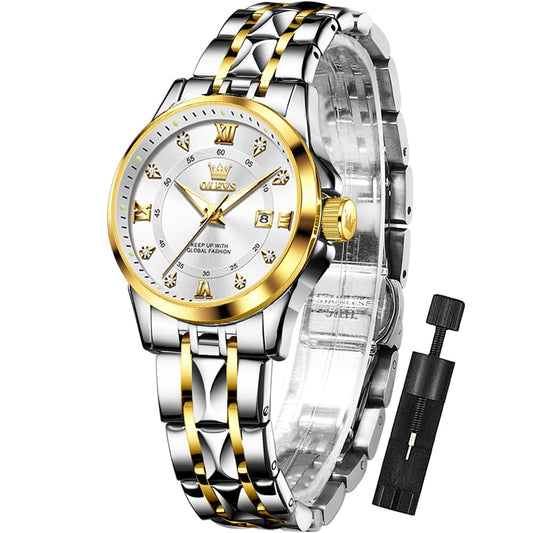 OLEVS Watch Women,Watches for Women,Luxury Casual Stainless Steel Women's Wrist Watches Classic Small Face Dress Analog Womens Watches with Date Easy to Read Waterproof Luminous Quartz Ladies Watches