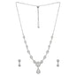 Nilu's Collection American Diamond Stone Studded | Rose Gold/Silver Plated | Anti Tarnish Jewellery Set for Women | Matching Earrings Perfect for Weddings and Special Occasions
