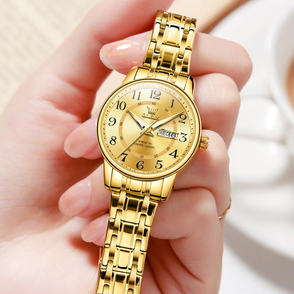 OLEVS Watch for Women Luxury Fashion Diamond Classic Arabic Dial Wrist Women's Watches with Date Waterproof Stainless Steel Quartz Ladies Watch