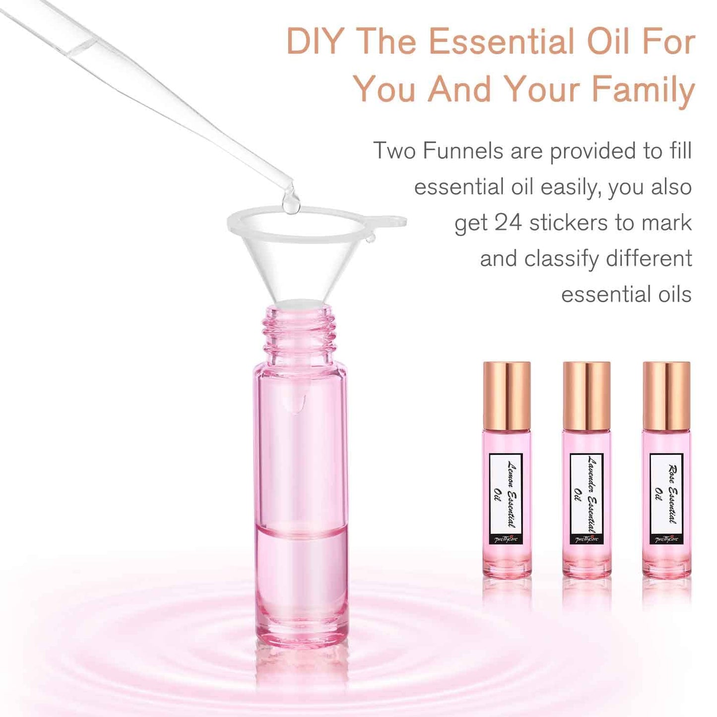 PrettyCare 4 Pack Amber Glass Oil Roller Bottles for Essential Oils 10ml, Roll On Bottles with Stainless Steel Roller Ball Leak-Proof Perfume Travel Refillable Bottle Empty, Beauty & Personal Care