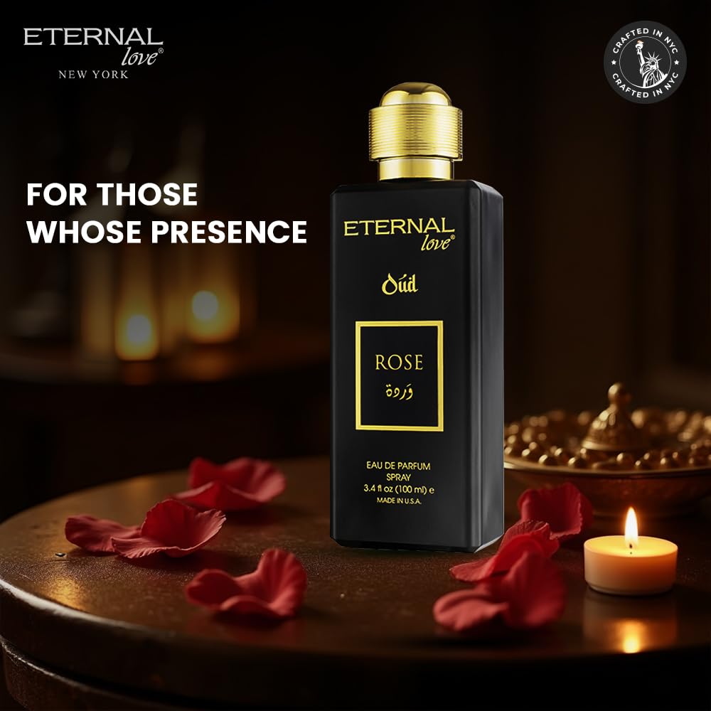 Eternal Love Amber Oud - Long Lasting Unisex Eau de Parfum - Warm Woody Oriental Fragrance with Oud & Amber - Dubai Inspired Arabic Scent - 3.4oz