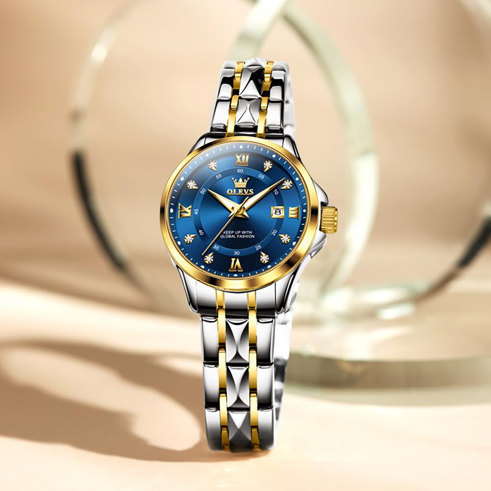 OLEVS Watch Women,Watches for Women,Luxury Casual Stainless Steel Women's Wrist Watches Classic Small Face Dress Analog Womens Watches with Date Easy to Read Waterproof Luminous Quartz Ladies Watches