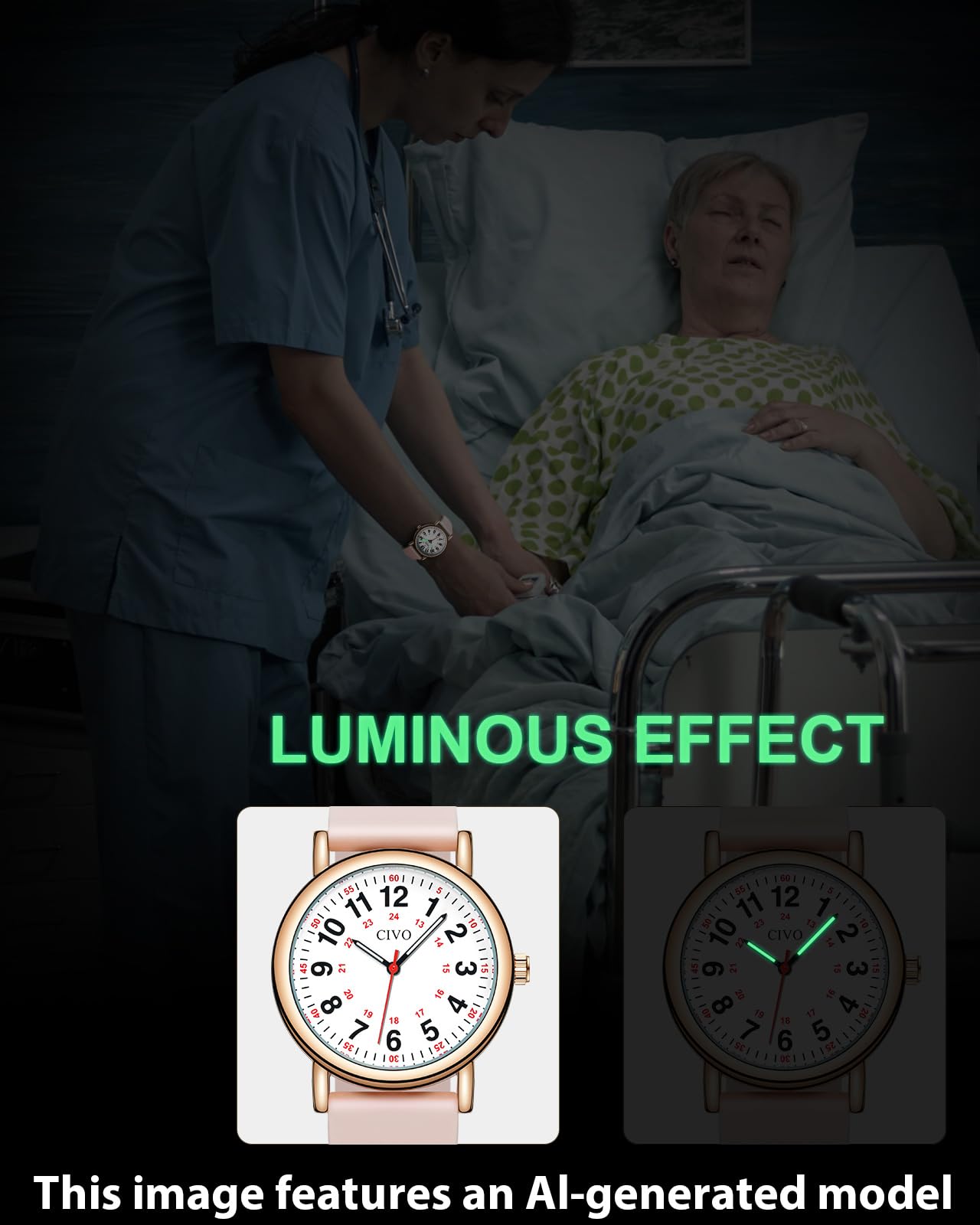 CIVO Nurse Watches for Women Men: Analog Waterproof Watch with Easy Read Dial Second Hand - Gifts for Nurses Medical Student Doctors