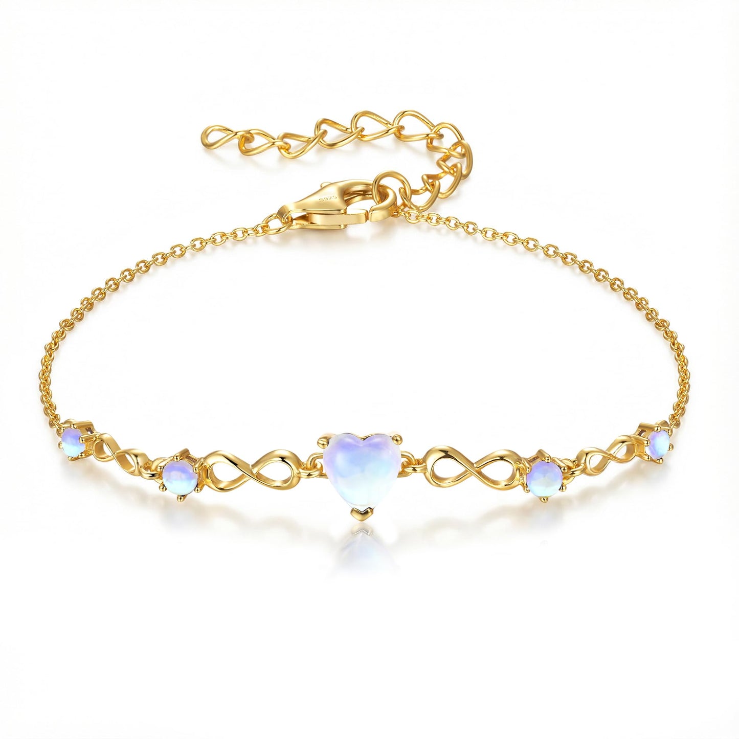 G&GEMSJEW Infinity Heart Birthstone Bracelets for Women, 925 Sterling Silver Women Charm Link Bracelet Adjustable, Birthday Anniversary Christmas Jewelry Gifts for Women Wife Mom Girlfriend Her