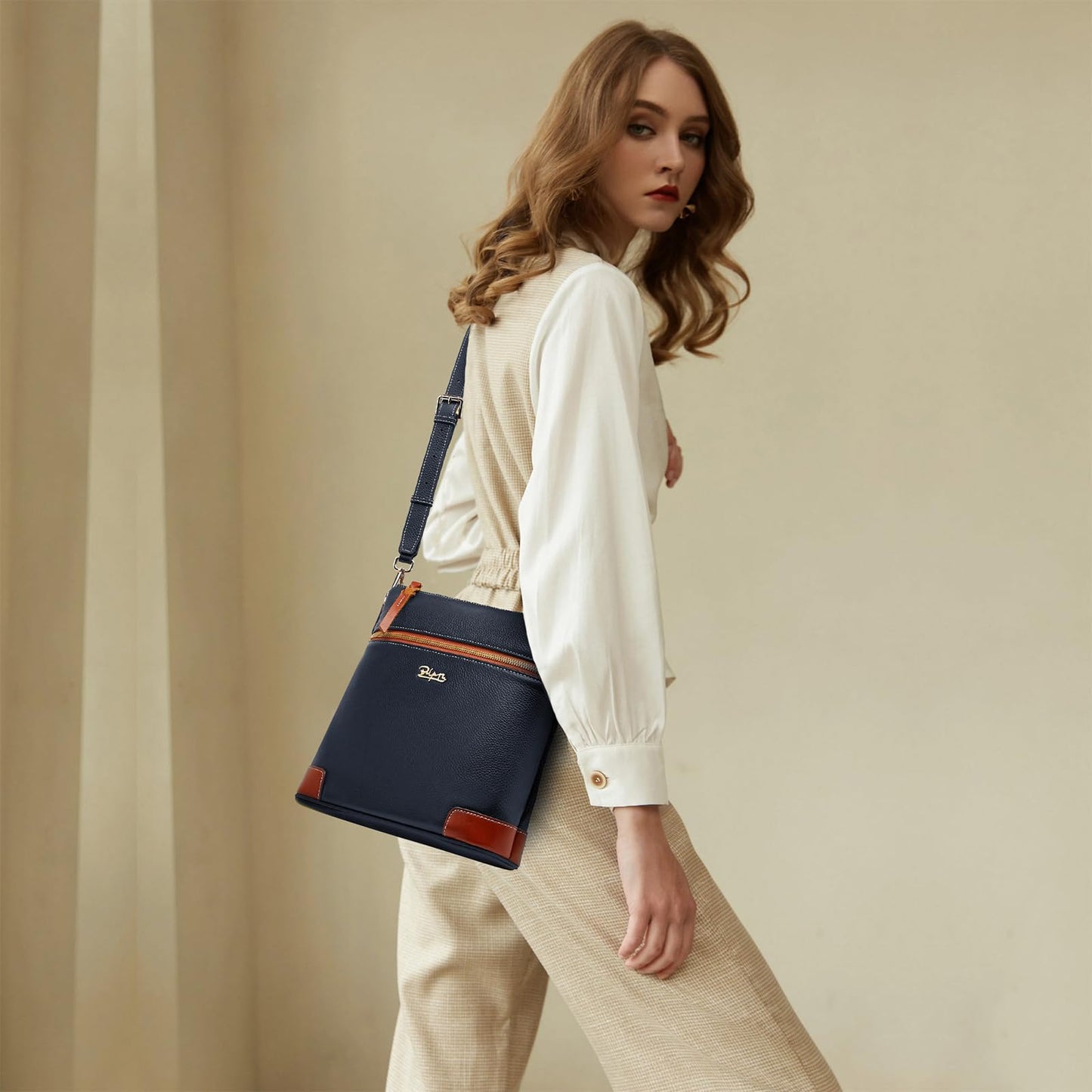 BOYATU Leather Crossbody Bag for Women: Designer Shoulder Purse for Travel - Trendy Genuine Leather Handbag for Everyday