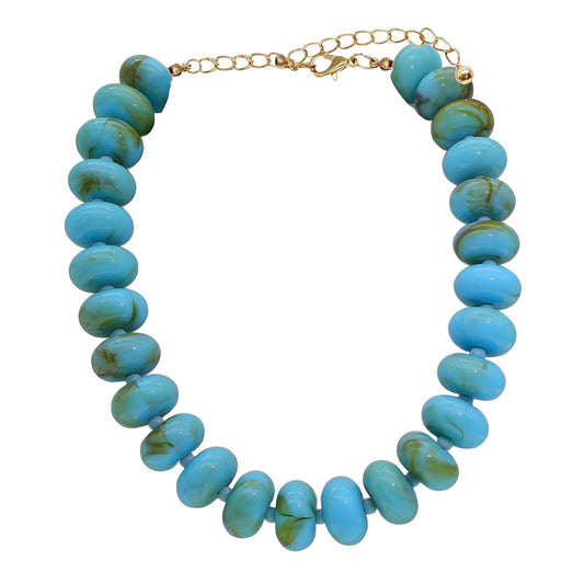 We We Chunky Colorful Beaded Necklace for Women Large Boho Statement Bead Chokers Necklaces Turquoise Blue Big Beads Jewelry Neck Summer Beach