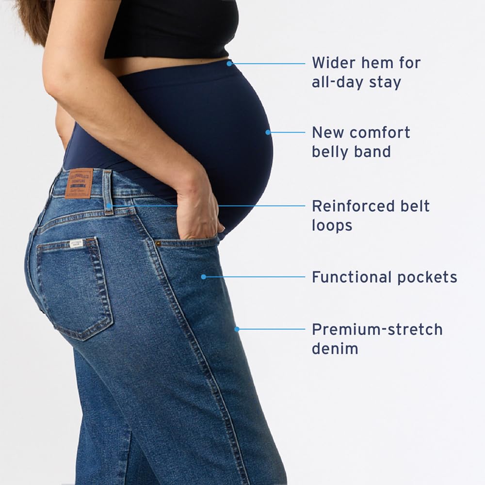 Levi Strauss Signature Gold Women's Maternity Comfort-Stay Wide Leg Jeans, (New) Faded Days, Small