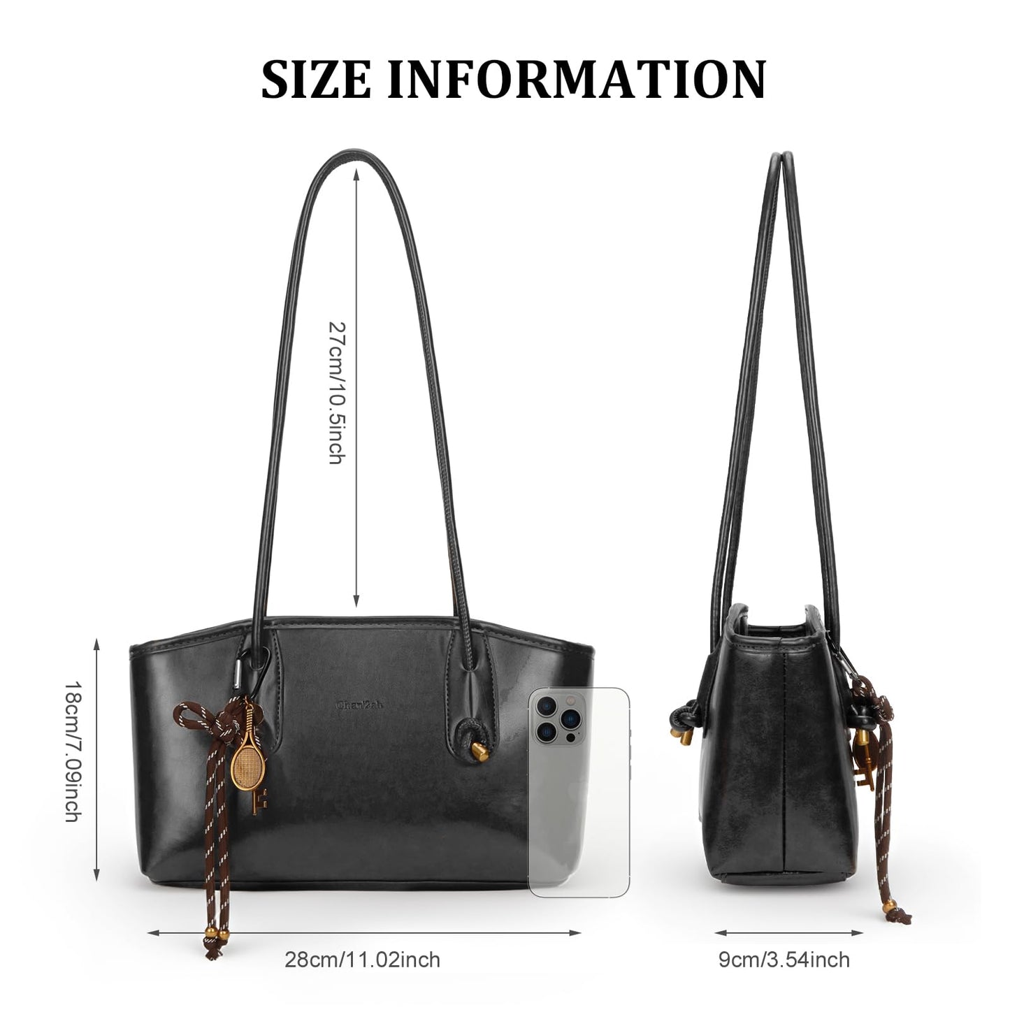Shoulder Bag for Women Brown Purse Vintage Leather Shoulder Handbag Trendy Everyday Purse with Pendant
