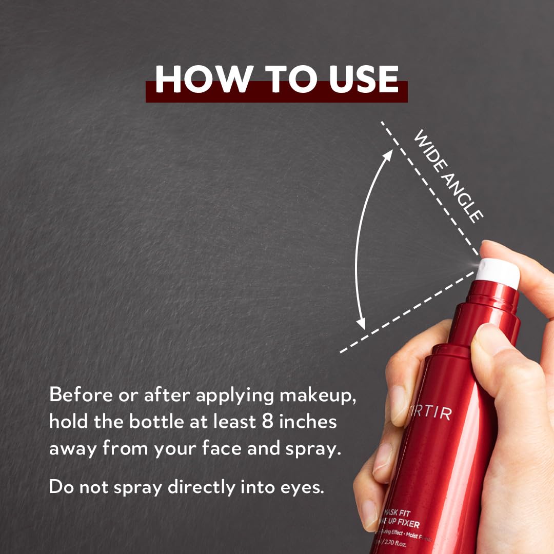 TIRTIR Waterproof Setting Spray – 24 Hour Long Lasting Fix, Sweatproof Water Resistant Makeup Finisher – Ethanol Free, Semi Matte Finish for Oily Skin – Korean Makeup Fixer